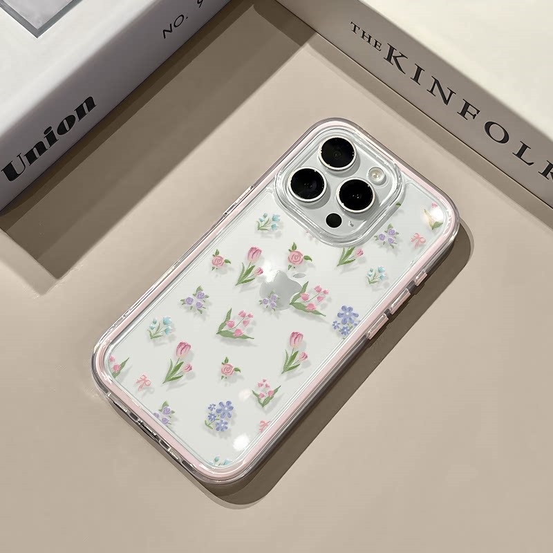 Samsung Galaxy A55 - غطاء هاتف شفاف ناعم بتصميم زهور