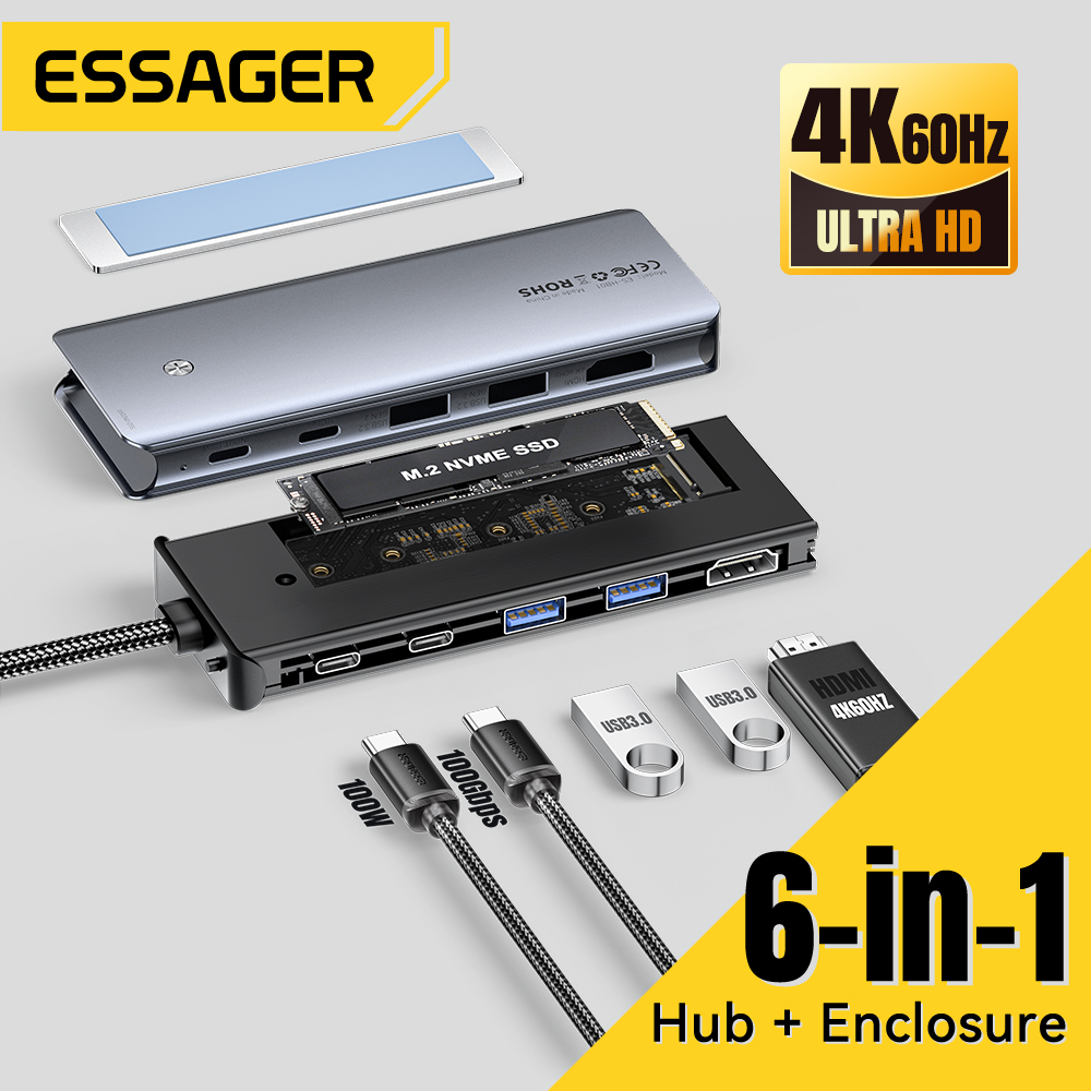 Essager USB C Hub مع M.2 SSD ح - مراجعة Usb Hub Type C وسعره